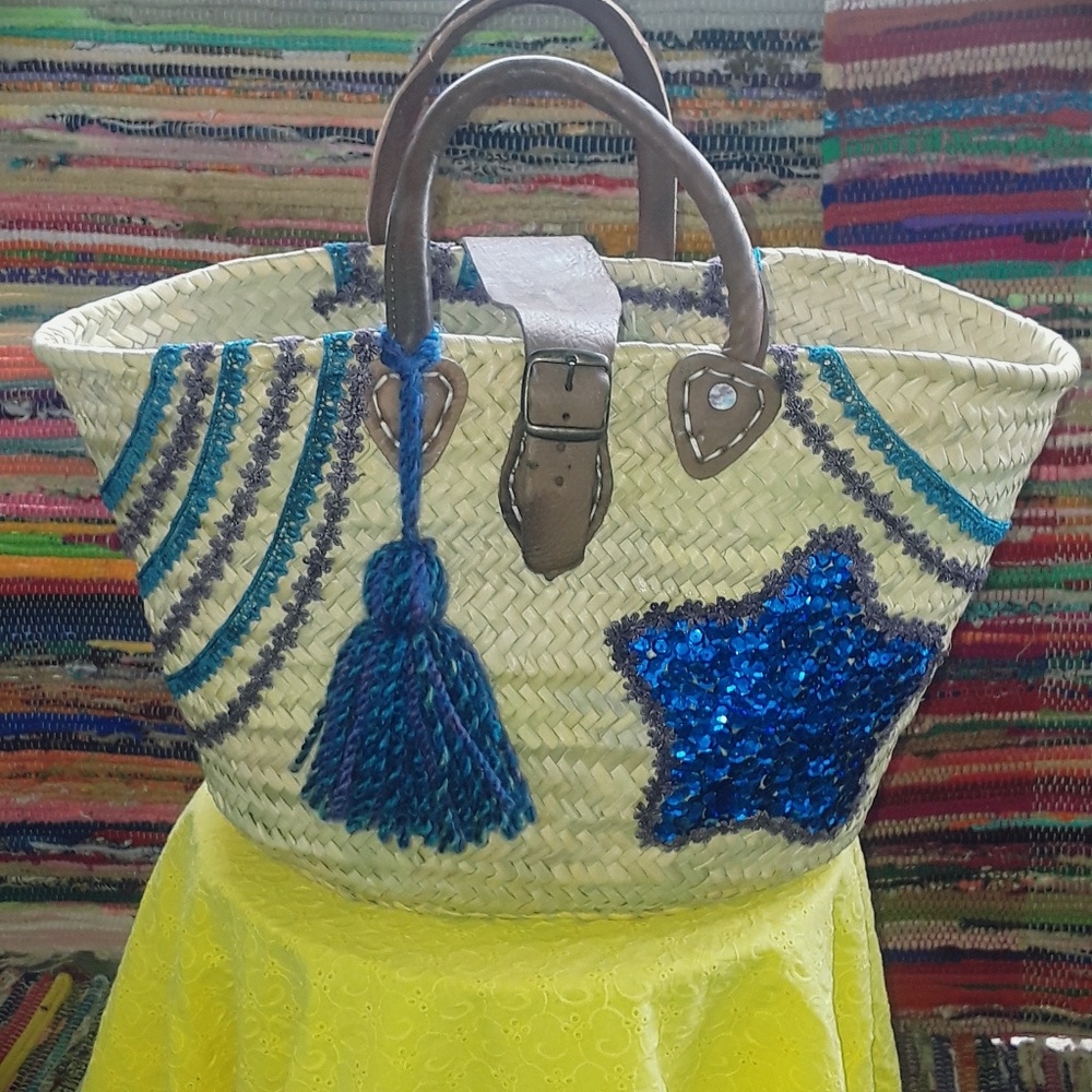 Natural straw summer/Beach tote